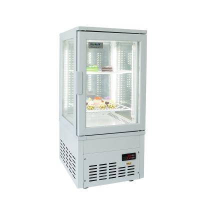 China Kenkuhl 60L Glasses Four Sided Display Refrigerator Four Sided Cooler Display Straight Bar Refrigerator For Cake Pizza for sale