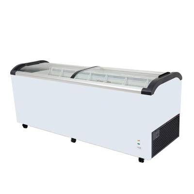 China Freezer Kenkuhl 200L-700L Ice Cream Popsicle Meat Cake Display Freezers Glass Top Refrigerators for sale