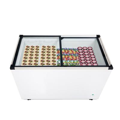 China Kenkuhl 200L-700L Meat Top Cake Popsicle Ice Cream Flat Glass Display Freezers Refrigerators for sale