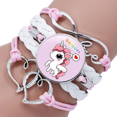 China High Quality Unicorn Braided Kids Bracelet for Girls Friendship Bracelets Jewelry Charm Bracelet Multilayer Fashion Jewelry for sale