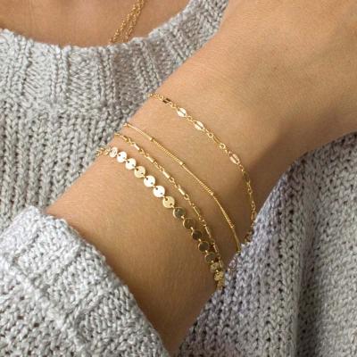 China BOHEMIA 4pcs/set New Bohemia Bracelet Set Color Multilayer Coin Silver Gold Chain Bracelets For Women Bracelets for sale