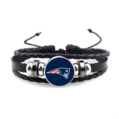 China High Quality New Arrival NFL Men's Vintage Hand Jewelry American Football Genuine Leather Braided Leather Bracelet for sale