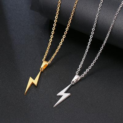 China Hiphop Stainless Steel Necklace Women Protection Pendants For Girlfriend Gifts Gold Jewelry Hot Lightning Pendants For Necklace for sale