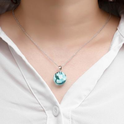 China TRENDY chic transparent resin around white moon girl gifts necklace fashion jewelry ball chain women blue sky blue cloud pendant necklace for sale