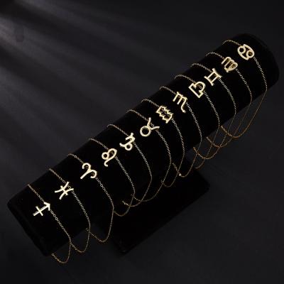 China FASHIONABLE Female 12 Zodiac Sign Necklace Stylish Pendants Charm Gold Choker Astrology Chain Necklaces for sale