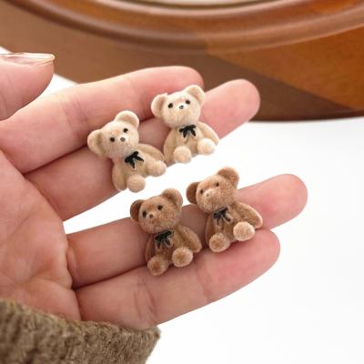 China 2021 Fashion Trendy Korean Plush Kawaii Small Stud Earrings Wholesale Cute Bear Earring Jewelry for sale