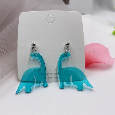 China 2021 Small Dinosaur FASHIONABLE Cute Colorful Animal Acrylic Stud Earrings for Women Kids Lovely Birthday Earrings Jewelry for sale