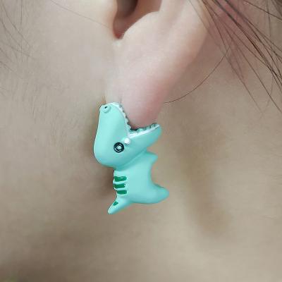 China 2021 Cute Fashion 1 Pair Cute Cartoon Dinosaur Clay Animal Bite Earrings Fun Women Soft Gift Earrings for sale