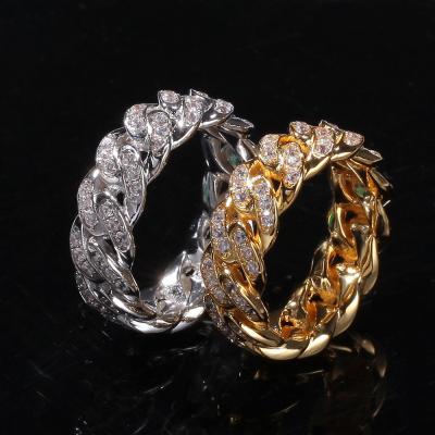 China High Quality Diamond Rings For Men Hip Hop Iced Out Cuban Link Ring Gold Gold Filled Ring for sale