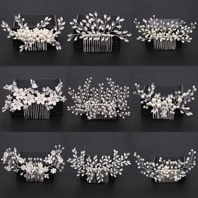 China Fashion Silver Color Pearl Crystal Wedding Hair Combs Hair Accessories For Flower Bridal Headpiece for sale