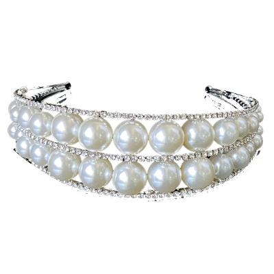 China Himstory Fashion Big New Fashion Pearl Headband Wedding Accessories Tiara Bridal Jewelry Crown Bridesmaid Headband for sale