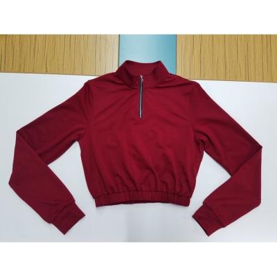 China Spandex/Cotton Women's Streetwear Front Zipper Cropped Top Hoodie Suitable For Running And Fitness for sale