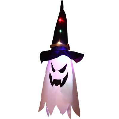 China Gypsophila Ghost Festival Dress Up Hat LED Halloween Lamp Decoration Flashing Light Up Magician Ghost Hat Lamp Decor Glowing Hanging Lantern for sale