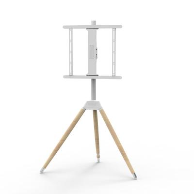 China Q235 Steel + Plastic + Beech High Quality Supplier Fits 23-55 Inch TV Display Stand Tripod TV Stand Mount VESA 400X400mm TV Mount For Living Room Wooden Leg for sale