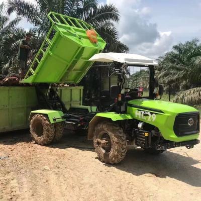 China Palm Fruit Collection Tractor 50Hp 4X4 4Wd Sawah Farm Mini Tractor Agricultural Fruit Scissor Mini Harvester Oil Cutting Pick Up Trucks Dumper Sawit Palm Truck for sale