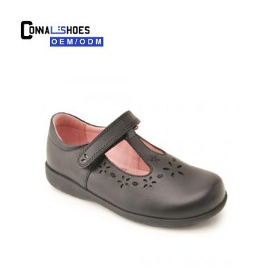 China Fashion\Connal OEM T-strap comfy kid primary black micrifober leather teenage girls school shoes for sale