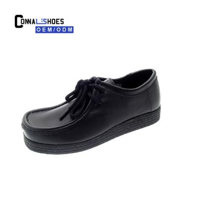 China Fashion\Connal Comfortable Kids Pure Black Microfiber Leather Lace School Uniform Shoes For Boys for sale