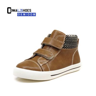 China Fashion\connal kid comfortable shoe manufacturers china newest design pu high top leather sneaker sport shoes for kids for sale