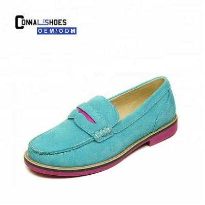 China Fashion\Connal hot pink comfy outsole kids slip on girls style leather boat shoes girls loafers for sale