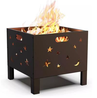 China Adjustable Height Campfire Ring Garden Moon and Star Outdoor Square Fire Heating Pits for sale