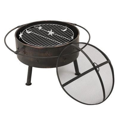 China Hot Sale Adjustable Height 24 Inch Garden Heater Charcoal Mesh Wood Burning Fire Pit for sale