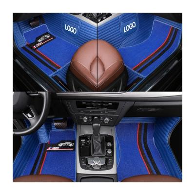 China Car Floor Foot Mat Top Quality Stripe Leather Luxury Right Hand Driving Custom Car Mat for sale