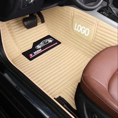 China Wholesale Luxury Black Carpet Double Layer Customized Size Car Leather Auto Waterproof Foot Mat Carpet for sale