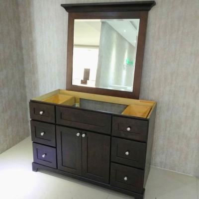 China Traditional Classic Solid Wood Bathroom Vanity Mirror Cabinet Designs for sale