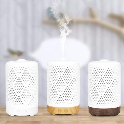 China Car Decorations For Usb 100ml Humidifier Mist Essential Oil Diffuser Wooden Home Ceramic Fresh 7 Grain Colorful Led Light Machine for sale