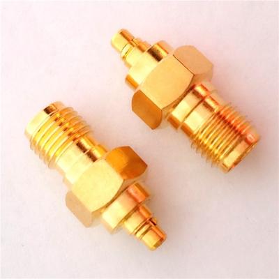 China High Performance RF Female MMCX Connector SMA Adapter to Male Copper SMA/MMCX-KJ Golden SMA Female MMCX to Male for sale