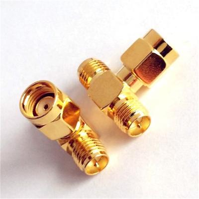 China RP-SMA-KJK One Adapter RP-SMA-KJK One Three Way High Frequency Copper Plating RF Communication Gold From Revolution Two Mother Factory Direct for sale