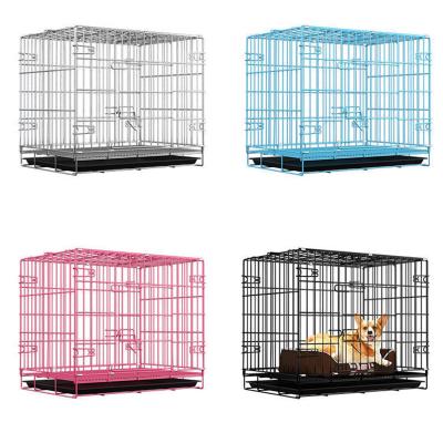 China Heavy Duty Folding Pet Stocked Metal Cage Folding Indoor Rabbit Cat Dog Puppy Crate for sale