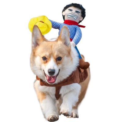 China Cowboy Stocked Rider Dog Halloween Day Pet Costume Costume for Dogs Clothes Knight Style with Doll and Hat Cosplay Dog Clothes for sale