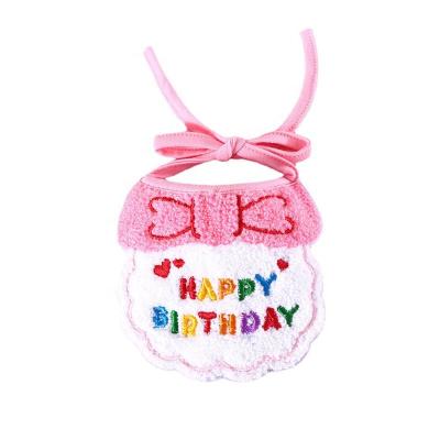 China Stocked Pet Birthday Decoration Saliva Towel Cat Bib Scarf Pet Accessories Atmosphere Alphabet Embroidery for sale