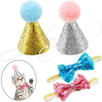 China Cute Reusable Adjustable Pet Dog Cat Birthday Hat and Bow Tie Stocked Birthday Hats and Holiday Party Main Decorations for sale