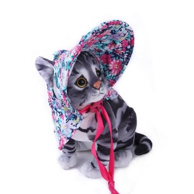 China Stocked Printing Dog Hat Cat Sun Hat Dog Hats For Small Medium Large Dogs With Ear Holes Adjustable Drawstring for sale