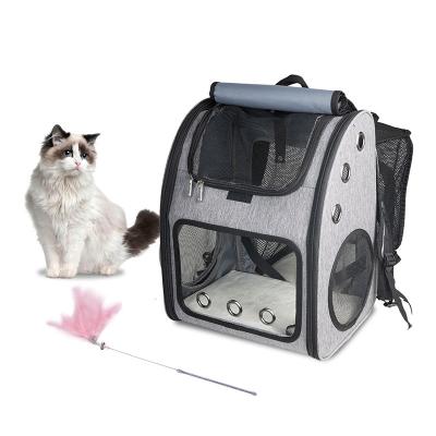 China Stylish Travel Stored Cat And Dog Backpack Universal Folding Portable Expandable Breathable Cat Bag Pet Bag for sale