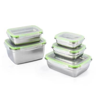 China Freshness Keeping LIDS Sealable Plastic Silicone Sealed 304 Stainless Steel Fresh Food Containers Cool Lunch Boxes for sale