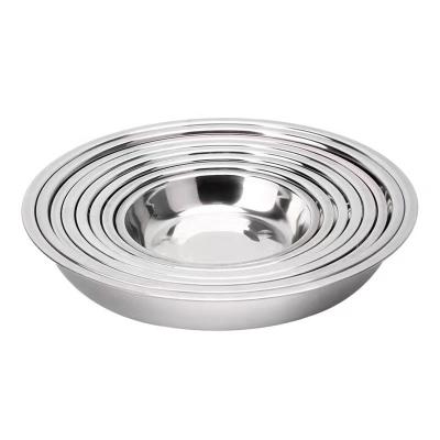 China Cheap viable wholesale dish metal stock pot dish polished stainless steel round hotpot tray for sale