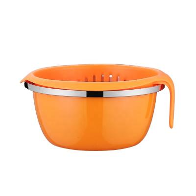 China Viable Color 2pcs Set Vegetable Basket Household Circular Double Layer Multifunctional Kitchen Drain Scrubber for sale