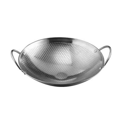 China Non Viable Factory Wholesale Cookware Stick Wok Pan Stainless Pan Korean Wok Pan Stainless Steel Wok for sale