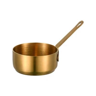 China Korean Round Gold Stainless Steel Silvery Rice Wine Steak Sauce Cups Viable 304 Cooking Bowl With Handle for sale