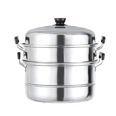 China Hot Selling Stainless Steel Commercial Food Pot Sustainable Gas Rice Steamer Vegetable Pot with Bakelite Handle for sale