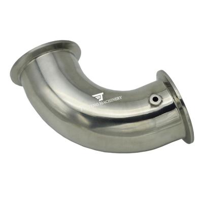 China SS304 / 316L Stainless Steel Sanitary Flange 90 Degree Tri Elbow With Thermowell Round for sale