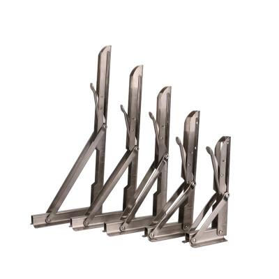 China 201 Stainless Steel Furniture Hardware Polished Stainless Steel Adjustable Angle Wall Mount Foldable Shelf Bracket for sale