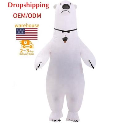 China Inflatable-Fleece-Adult-Men's Polar Bear Inflatable White Bear Costume Halloween Halloween Party Animal Mascot Costume For Adult for sale