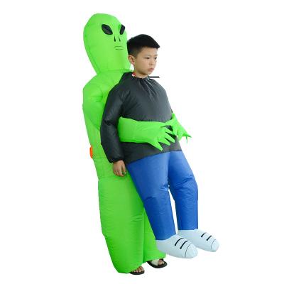 China Cosplay Small MOQ Fast Shipping Ready Goods In Stock Fan Operated Inflatable Blow Up Alien Halloween Costume For Kids for sale