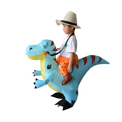 China 2021 New Style Cosplay Kids Halloween Costume Inflatable Ride On Costume Realistic Dinosuar Kids for sale