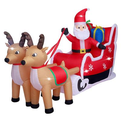 China Christamas Decoration Element Led Light Elk Santa Claus Pulling Inflatable Sleigh Outdoor Christmas Yard Decoration for sale