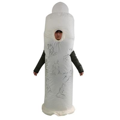 China Cosplay Inflatable Explosion Fan Operated To Use Condom Costume Bachelor Party Fun Costume for sale